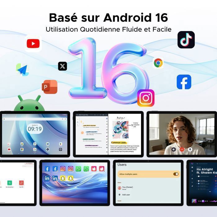 AORLYM P11 Android 16 Tablette Tactile,Unisoc T7250 Tablette 11 Pouces, 48Go+128Go,Tablette avec Stylet 8800mAh,13MP,Gemini AI- Gris