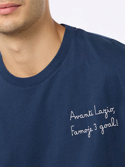 T-shirt da uomo in cotone con ricamo Avanti Lazio,Famoje 3 goal! | SS