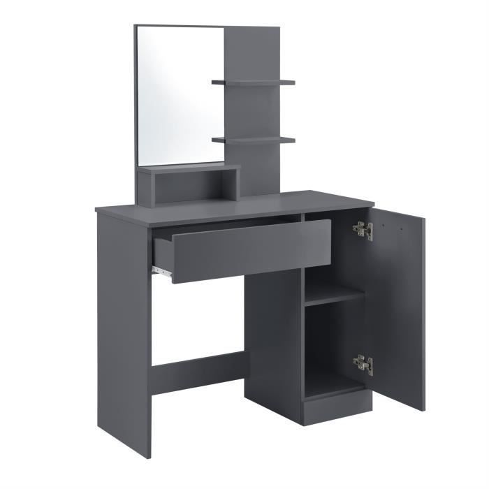 Toeletta di design Krugersdorp con specchio, 138 x 90 x 38 cm, grigio scuro