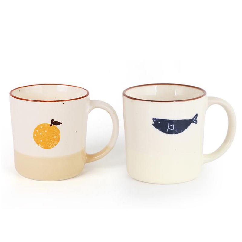 Personalisierte Keramik-Reisebecher, mikrowellengeeignet, einfacher Cartoon-Aufdruck, nordischer Stil, umweltfreundliches Canecas-Trinkgeschirr E5MKB