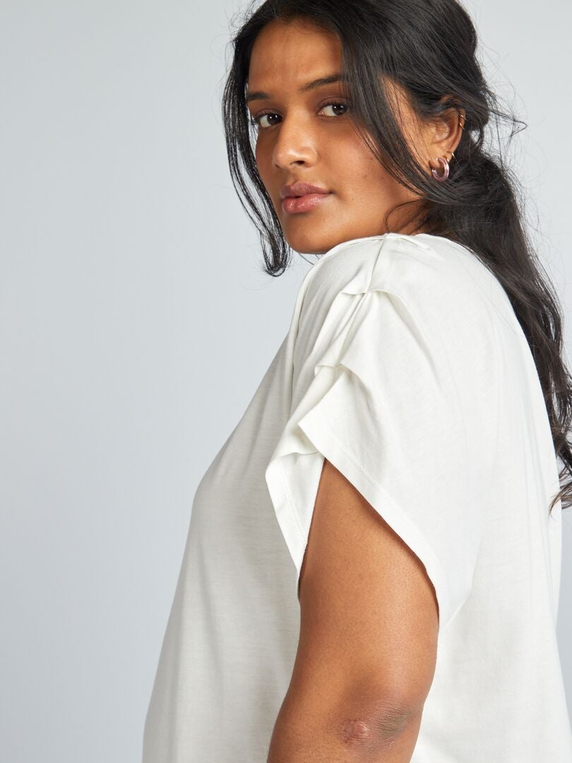 Effen T-shirt met korte mouwen - WIT