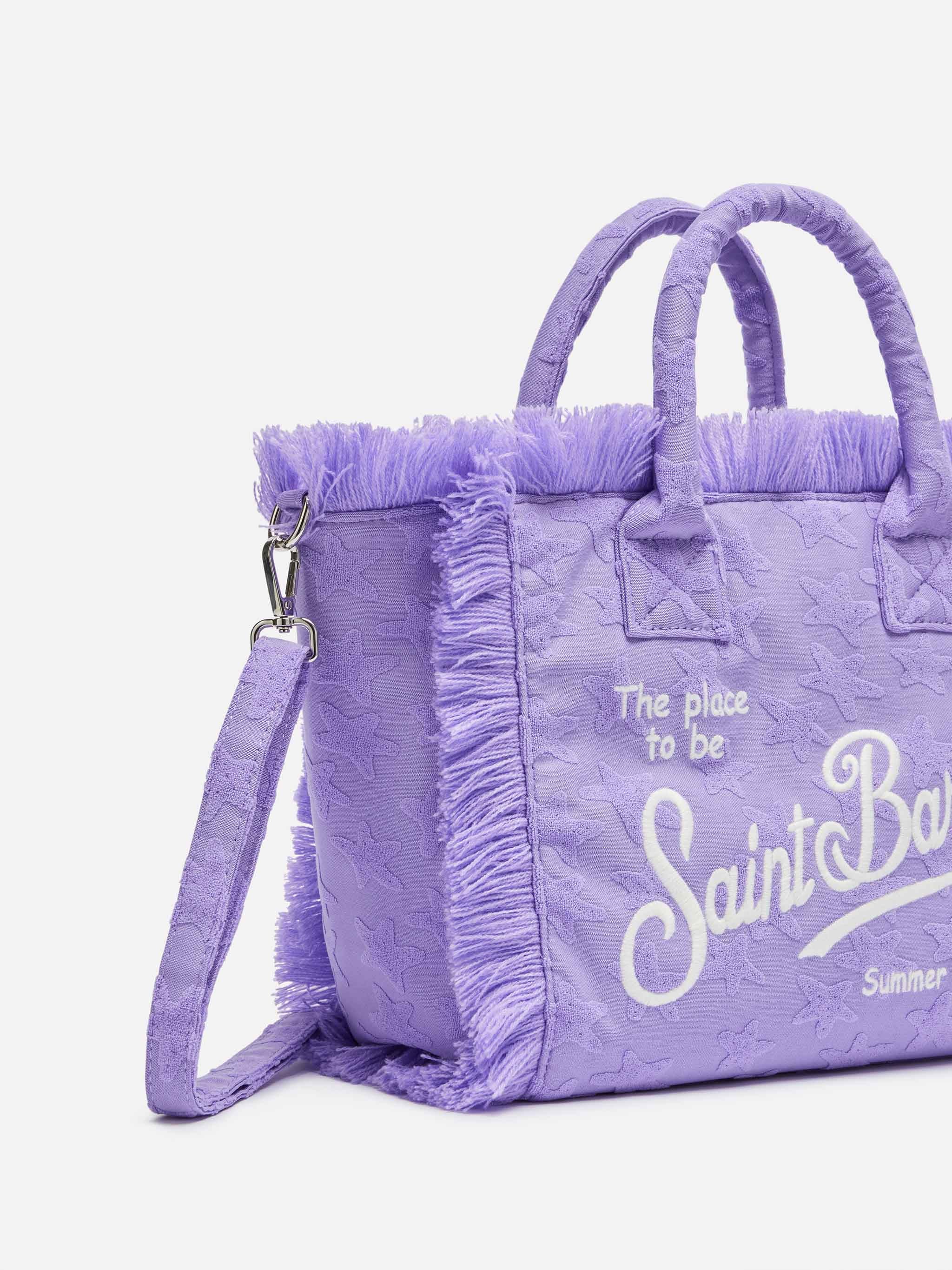 Colette-Tasche aus lila Schwammstoff mit geprägten Sternen