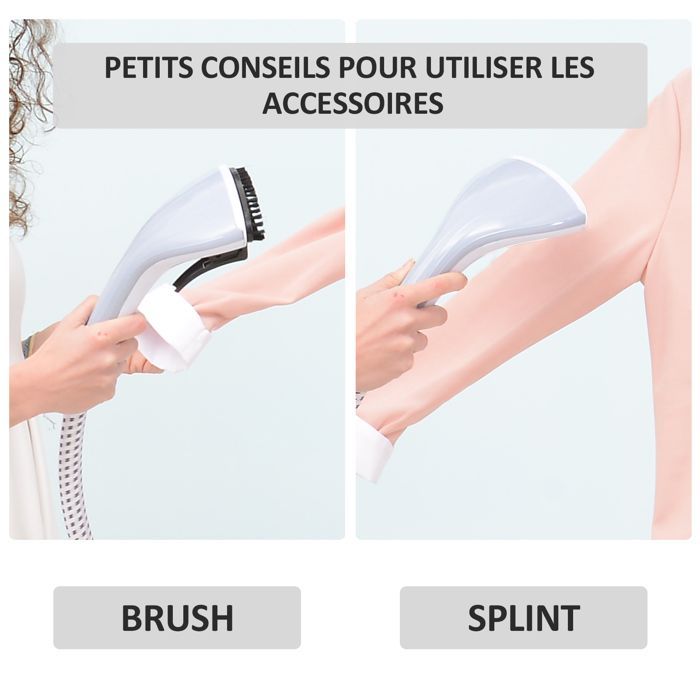 Défroisseur vapeur - HOMCOM - vertical vêtements 1,8 L 1800 W débit 30g/min tige telescopique - ABS - blanc violet
