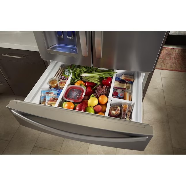 Whirlpool koelkast met 4 deuren en Franse deuren (710 liter) en ijsmaker (vingerafdrukbestendig roestvrij staal) ENERGY STAR