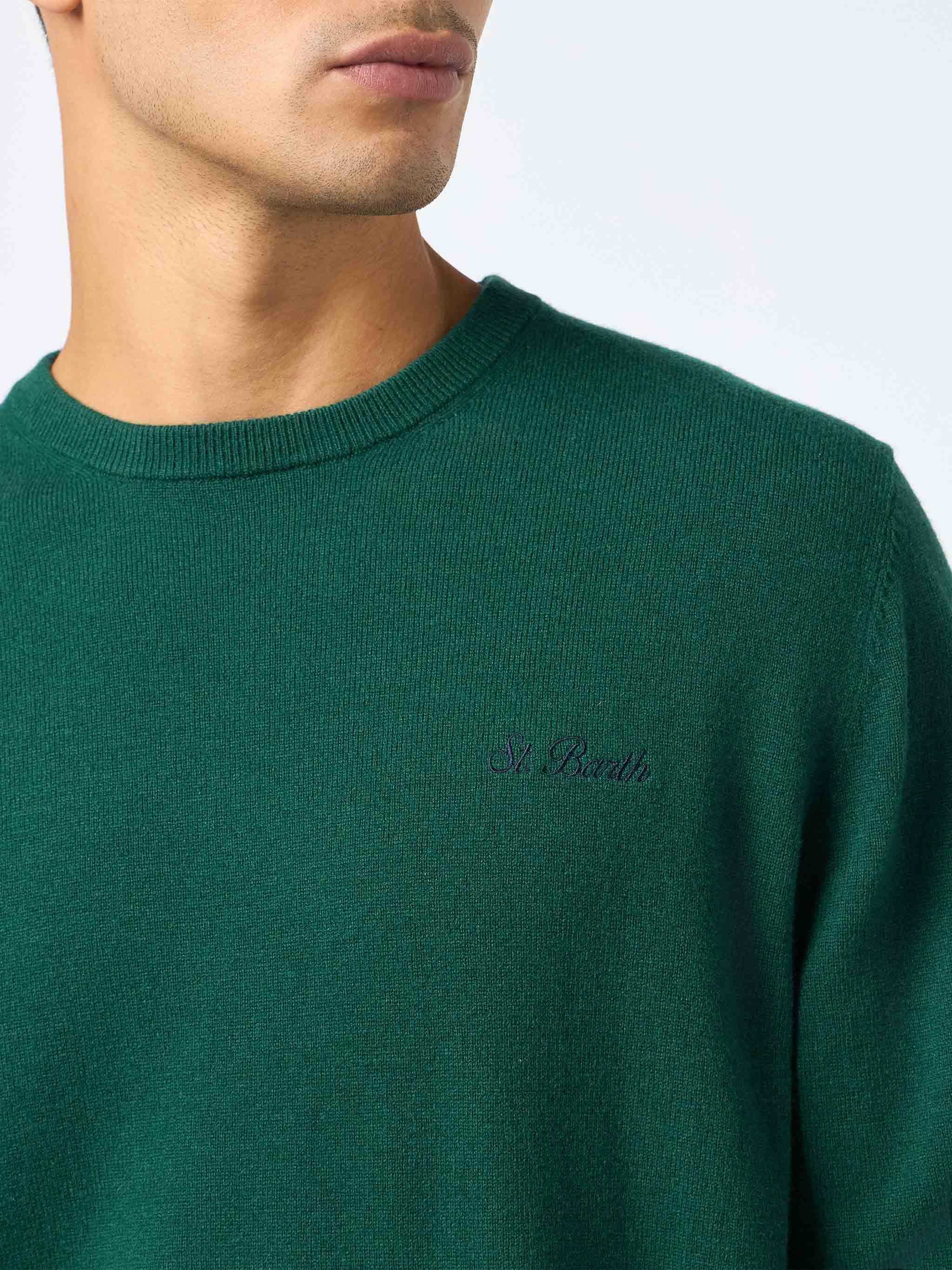 Regent herentrui met ronde hals, groen, van kasjmierblend