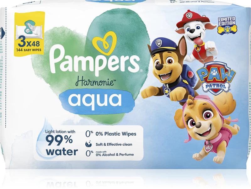 Detské čistiace obrúsky Pampers Harmonie Aqua Paw Patrol