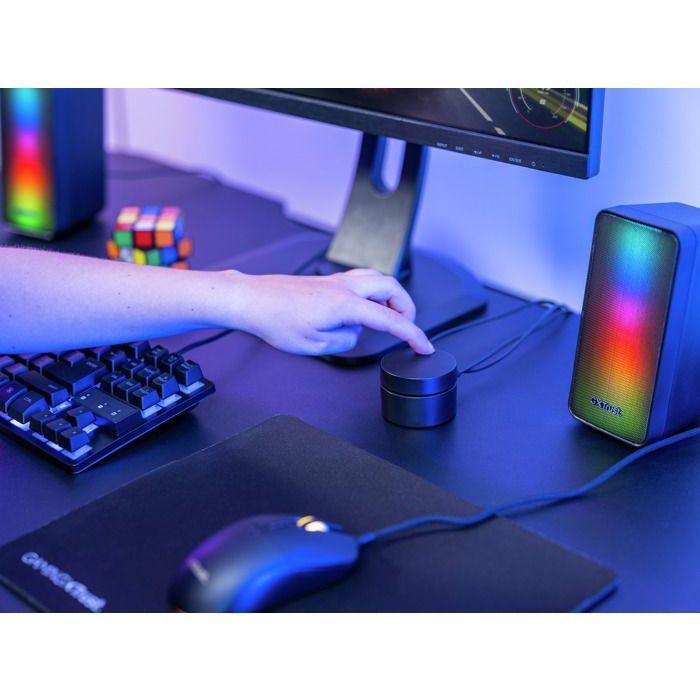 Altavoces para PC TRUST GXT 611 Wezz 2.0 RGB - Iluminación LED multicolor - Sonido estéreo nítido - Alimentación USB - Negro para juegos