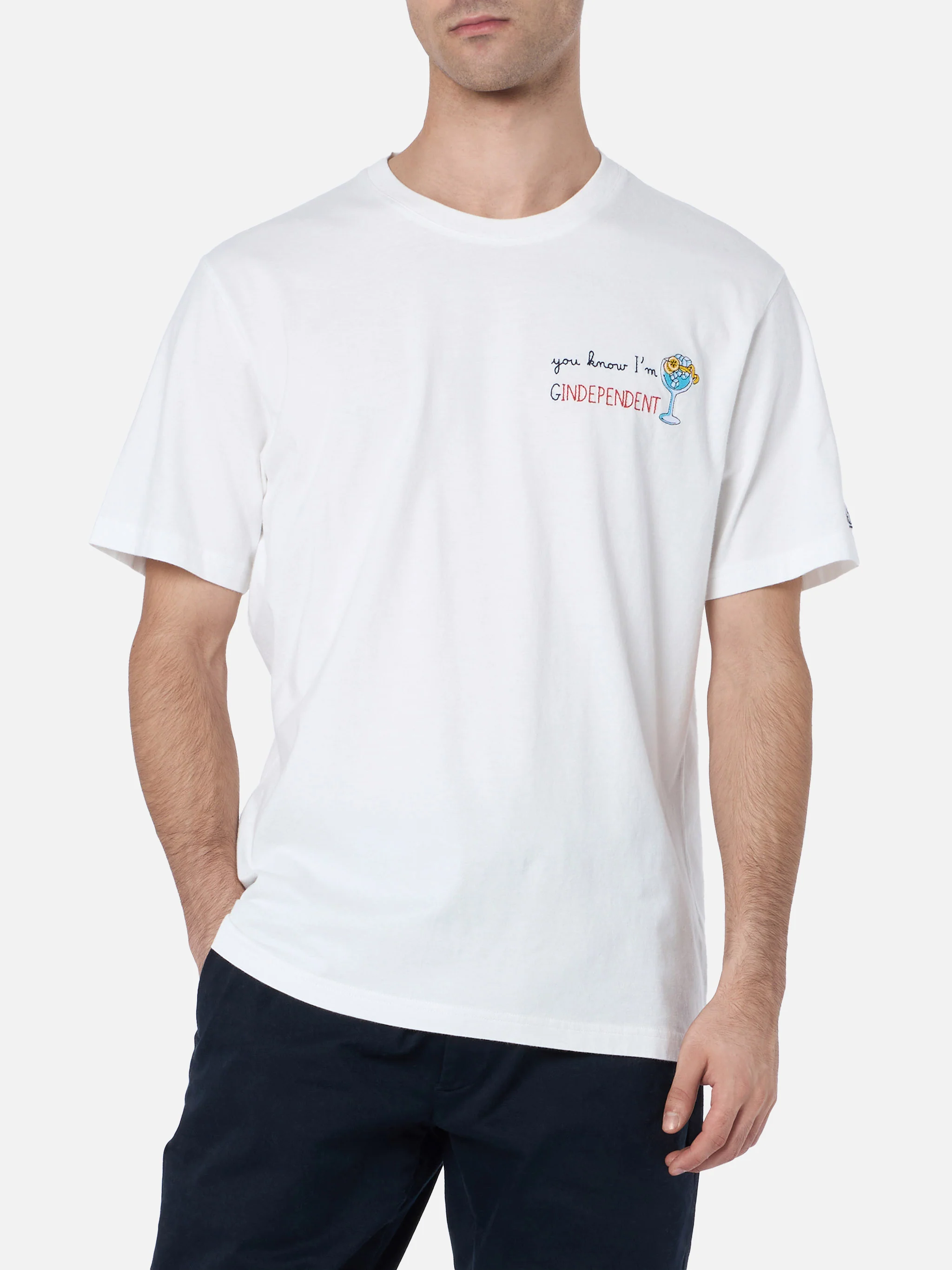 T-shirt da uomo in cotone pesante Arnott con ricamo You know I'm ginde