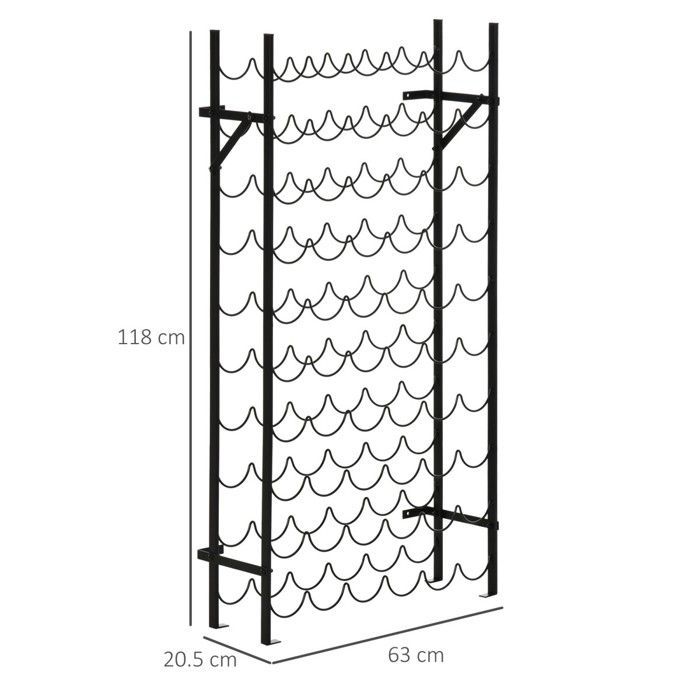 Wall-Mounted Wine Rack for 60 Bottles, Modern Black Design, for Wine Cellar, Bar, or Kitchen