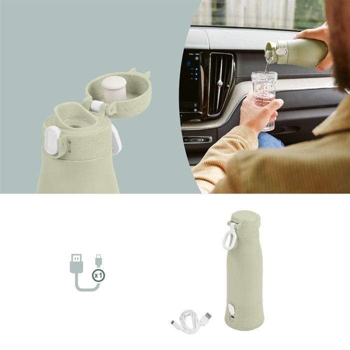 Babymoov Chauffe-biberons nomade Moov&Feed - Capacité 340ml - Température réglable - Maintien chaud, Vert Sauge