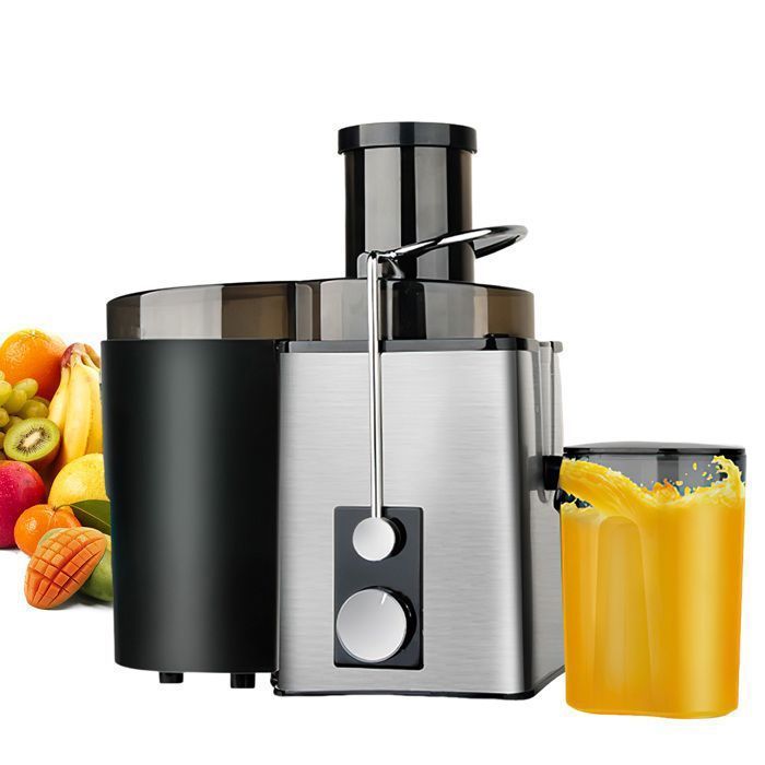 Spremiagrumi da 800 W - Centrifuga per frutta a 2 velocità - Macchina per frutta - Bocchetta di alimentazione da 70 mm, caraffa per succo da 600 ml - Nero