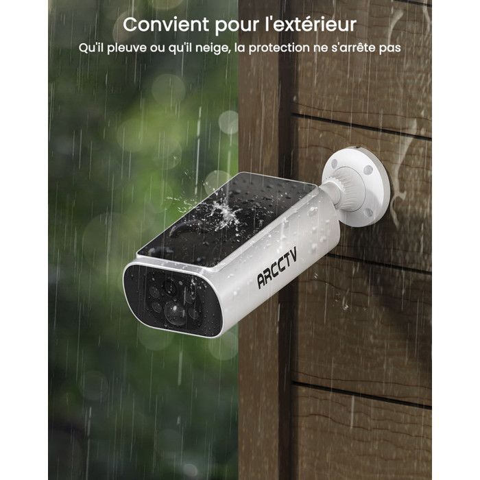 Kit Caméra de Surveillance Sans Fil ARCCTV  4MP, Vidéosurveillance+4 caméras batteries solaires+1 station 4CH avec 64GB carte sd