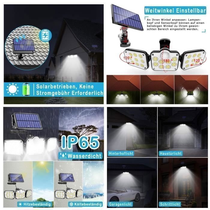 Lampada solare da esterno a LED KENLUMO 138 con sensore di movimento e telecomando.