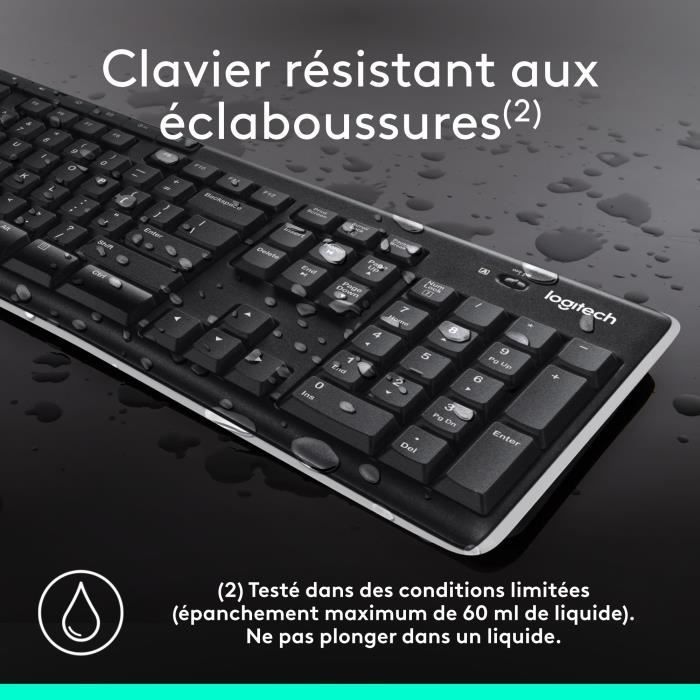Teclado inalámbrico Logitech K270 AZERTY negro