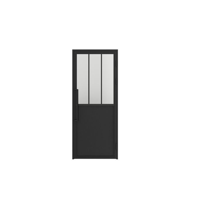 Schulte loft-style interior glass door, 93x204cm, hinged glass door, workshop style with black base, left-hand opening