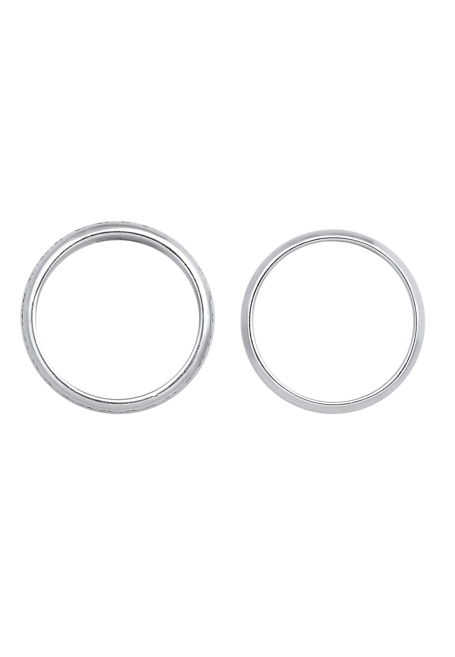 KUZZOI Jeu de bagues pour hommes - Basic Solid Trend Oxidised en argent sterling 925