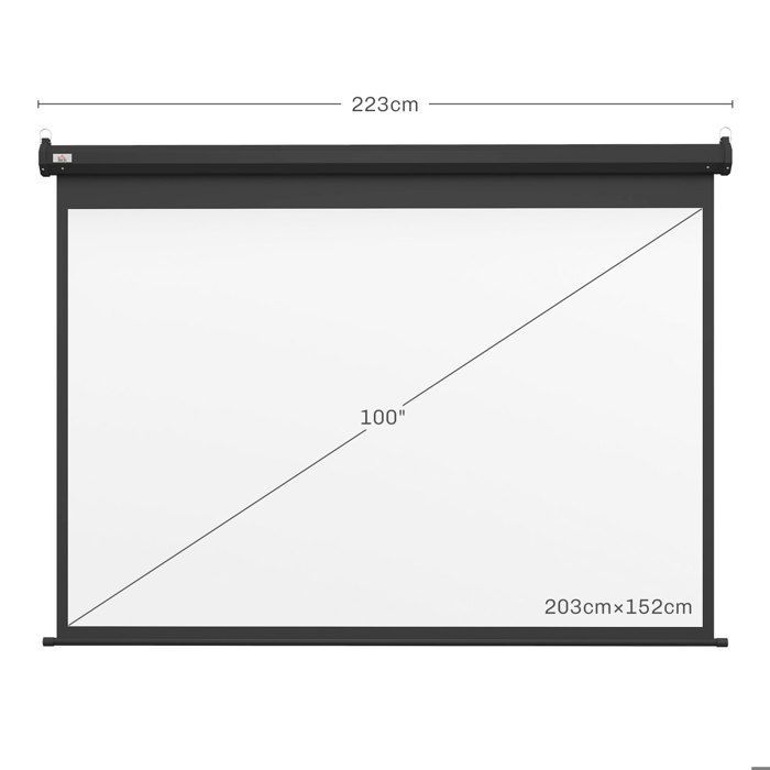 Pantalla de proyección HOMCOM de 100 pulgadas, formato 4:3, resolución 4K HD, motorizada y eléctrica, con panel de control y mando a distancia, color negro.