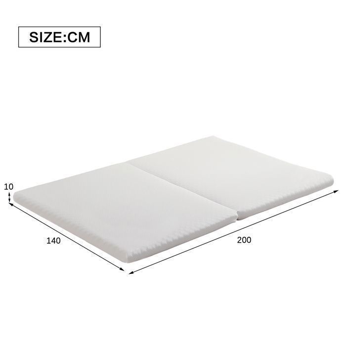 Colchón plegable MODFU, 140x200 cm y 140x100 cm, esponja 23D, firmeza H3, tejido de nido de abeja, espuma, blanco.