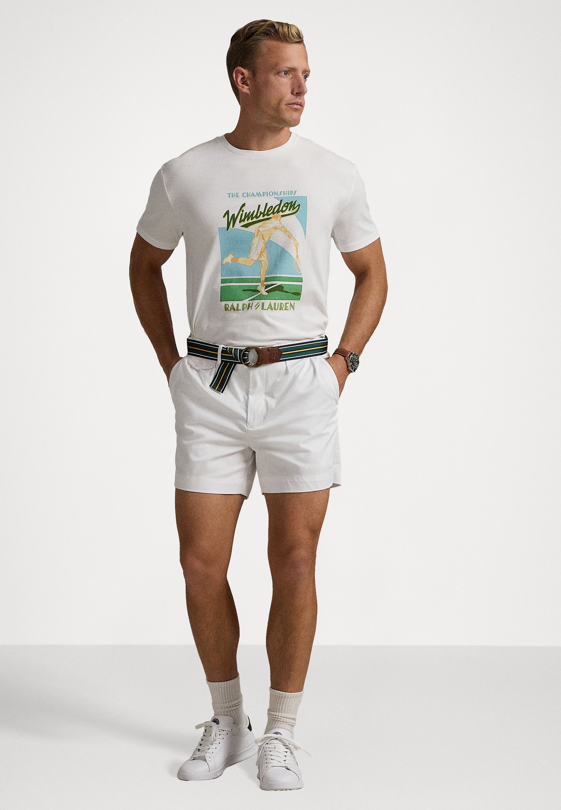 Polo Ralph Lauren WIMBLEDON CLASSIC FIT LOGO T-SHIRT UNISEX - T-shirt stampata - bianco ceramica