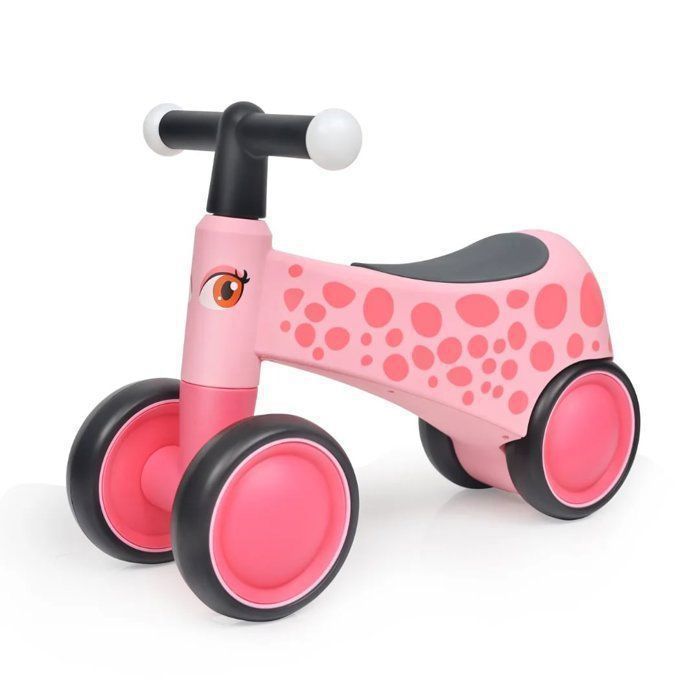 VROOOMY Bicicletta senza pedali per bambini - Rosa - Da 1 a 3 anni - Luci a LED - Pneumatici silenziosi in EVA - Bicicletta per attività - 25 kg