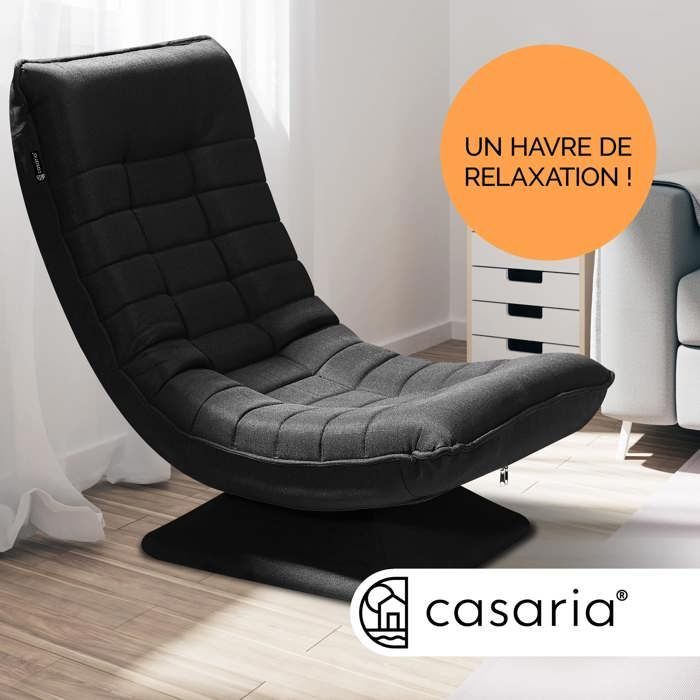 CASARIA® Fauteuil tout confort pivotant à 360° Noir capacité de charge de 150kg siège de gaming 58x57x84/87cm relaxation