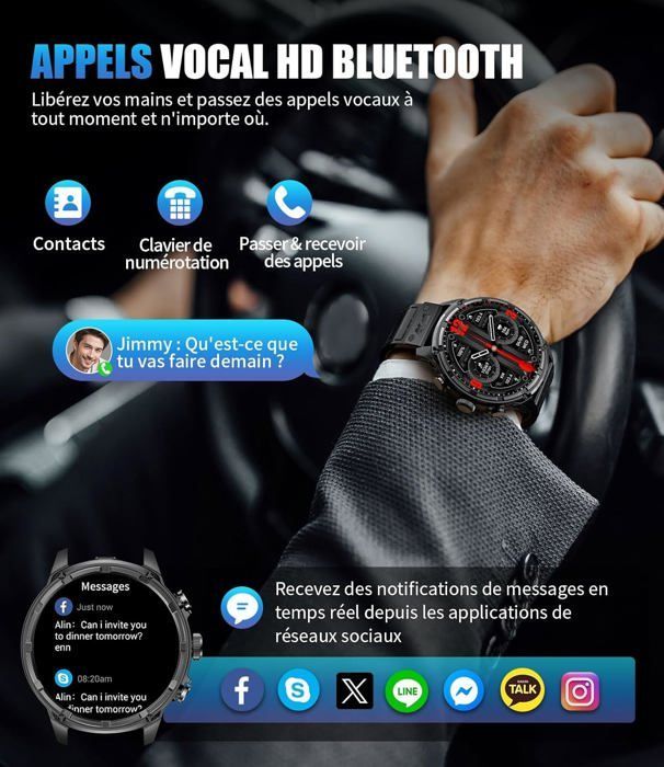 Military-Style Men's Smartwatch with 1.85