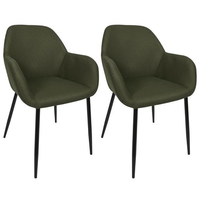 Set of 2 dining chairs in khaki 3D textured mesh fabric - ELECTRON