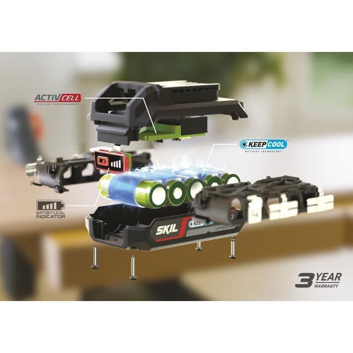 Lithium-Ionen-Akku – SKIL – 20 V max. (18 V) – 4,0 Ah – LED-Ladezustandsanzeige – Kühlbetrieb – ActivCell – 3104 AA