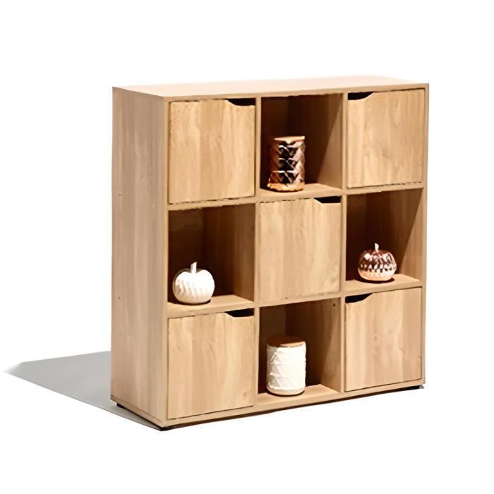 Meuble de rangement coloris chêne - Longueur 90 x profondeur 29 x Hauteur 90 cm.