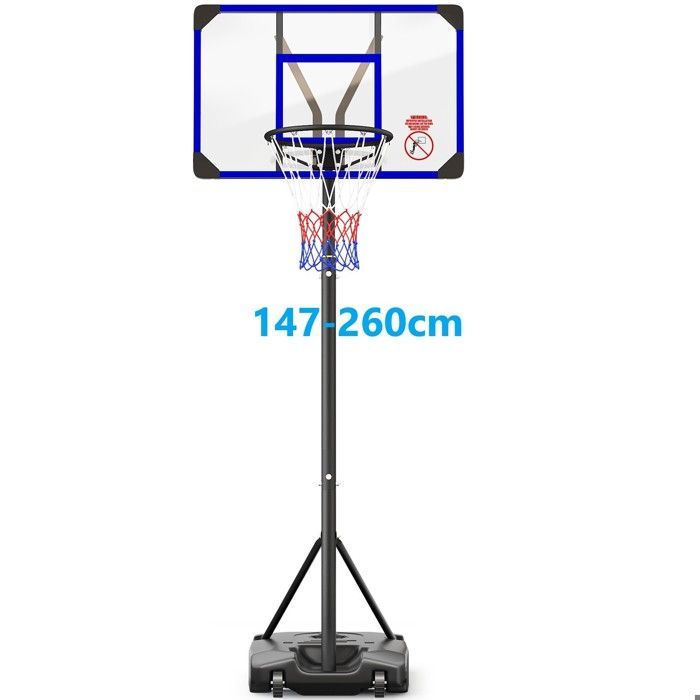 Freestanding Basketball Hoop, Adjustable Height 147-260CM, Portable for Children/Adults, Indoor/Outdoor Use