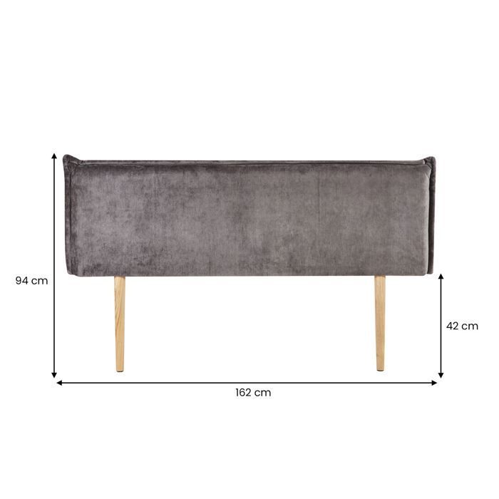 Conjunto de cama futón doble KARRI con cabecero para adultos, 140 x 200 cm, en madera maciza, color gris y roble.