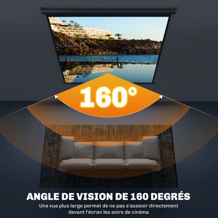 Pantalla de proyección - pantalla para proyector de vídeo - HOMCOM - 99 pulgadas, cine en casa 1:1, 4K HD, montaje en pared/techo - acero - negro