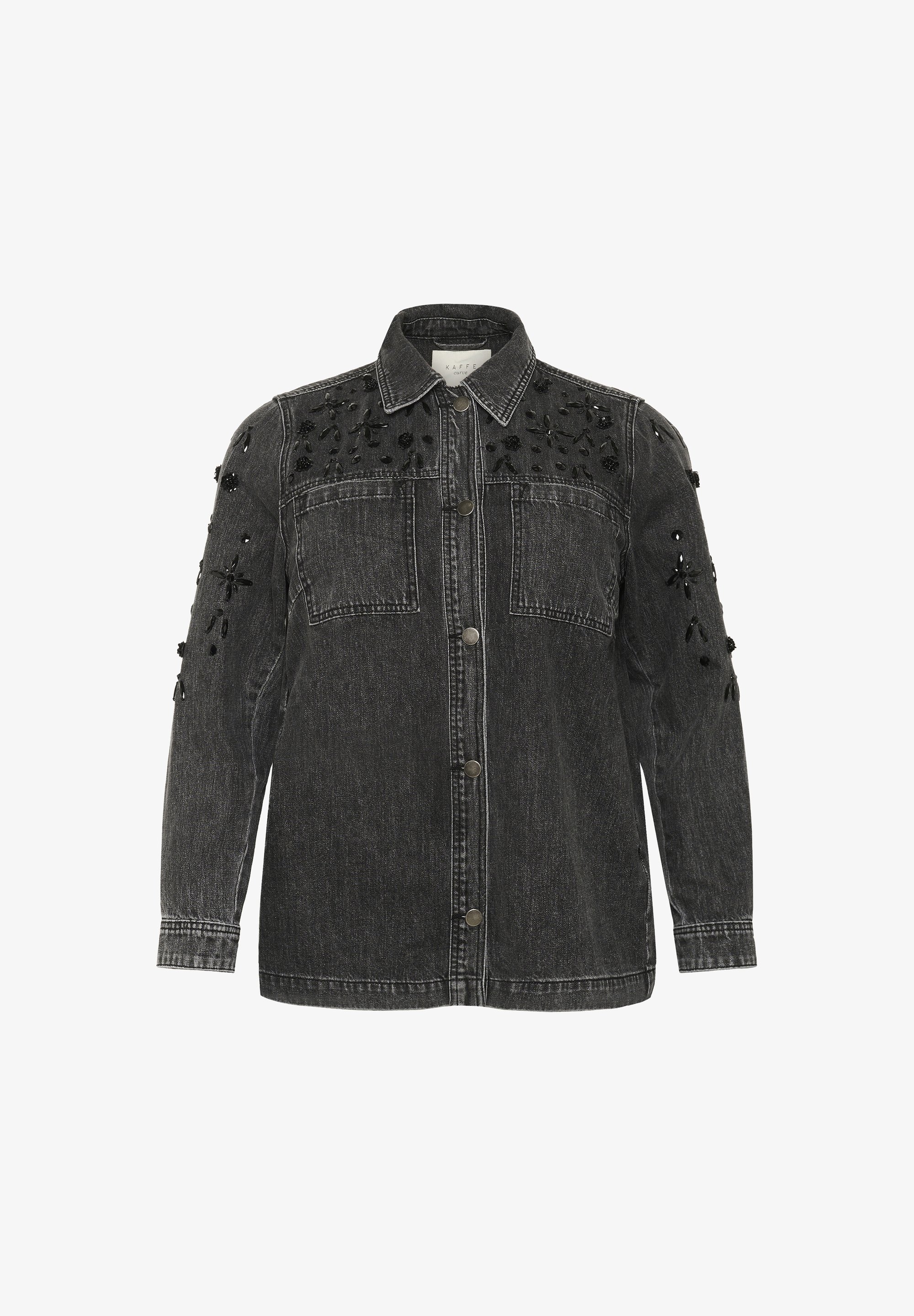 Kaffe Curve JAIDA – Jeansjacke – Dunkelgrauer, gewaschener Denim