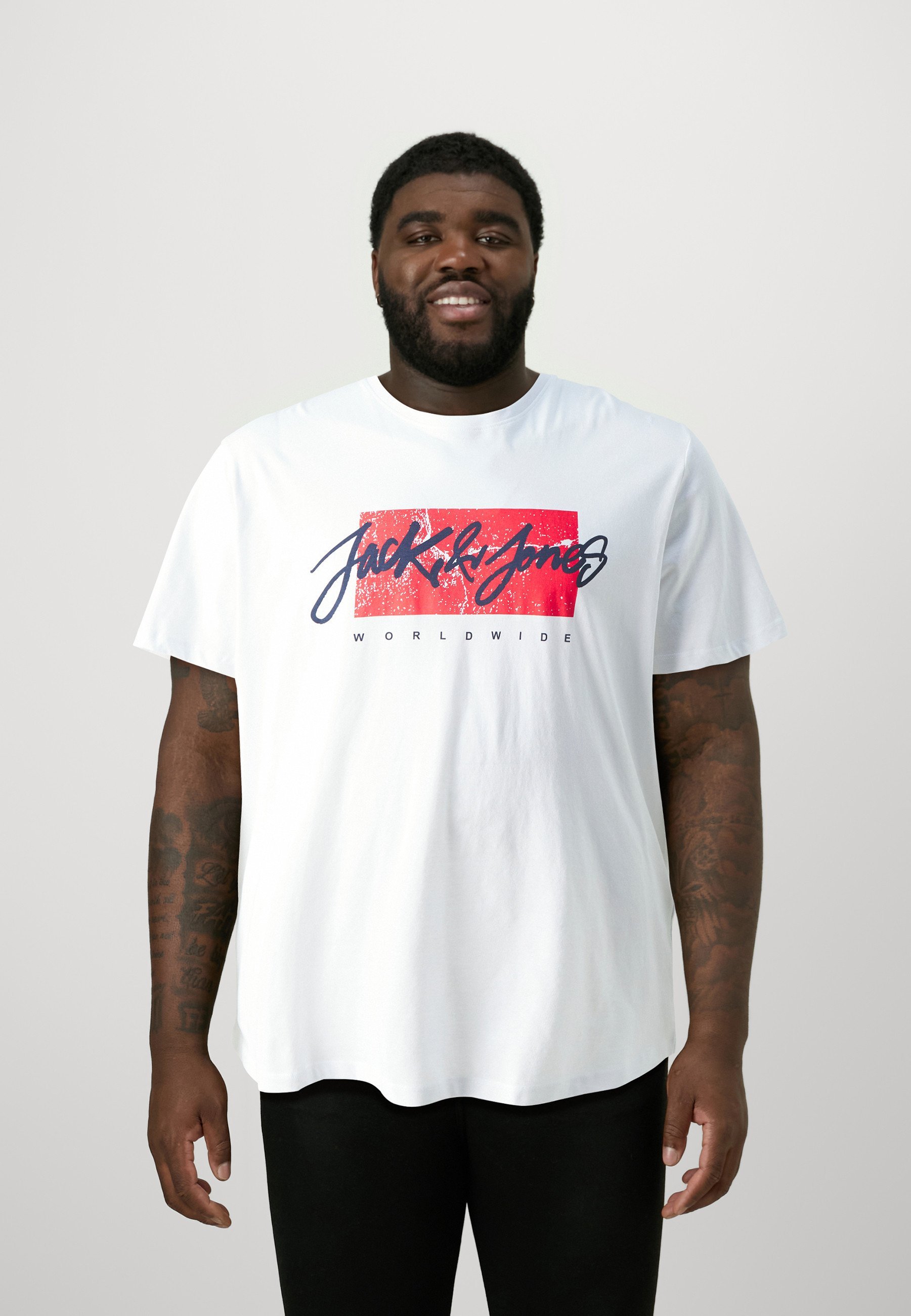 Jack & Jones JJTILEY JJNOLAN TEE CREW PACK - T-shirt stampata - blazer blu navy/bianco/nero