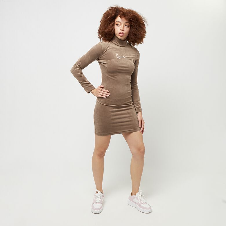 Vestido corto de cuello alto con estampado de la marca