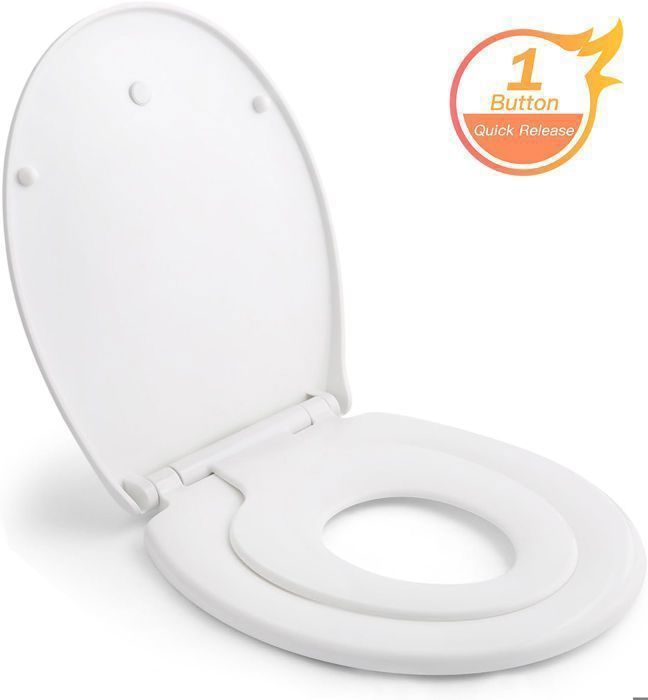 Familietoiletbril - HIMIMI - 44,7x37x5,5 cm Soft-close toiletbril met automatische neerlaatfunctie voor volwassenen en kinderen