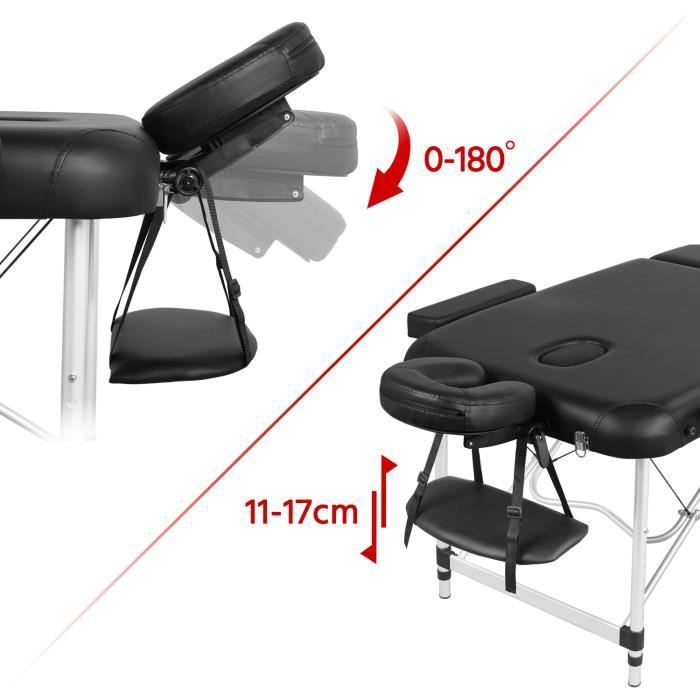 Camilla de masaje plegable Yaheetech, cama de masaje/sofá de terapia cosmética portátil profesional de aluminio de 3 piezas, ligera y resistente.