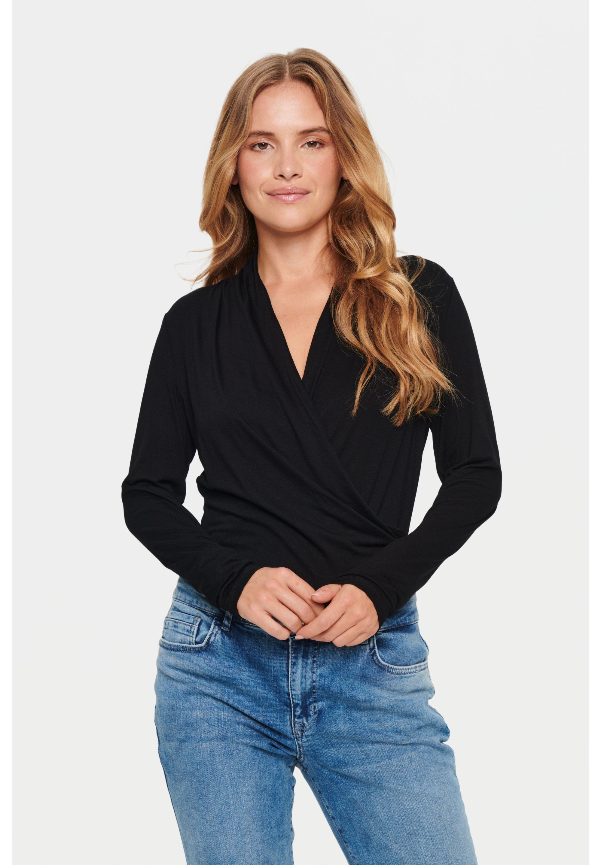 Saint Tropez VIGGASZ WRAP - Langarmshirt - schwarz