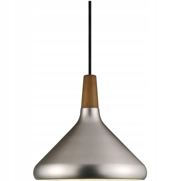 Lampa Sufitowa Wisząca Do Salonu Jadalni Srebrna Drewno
