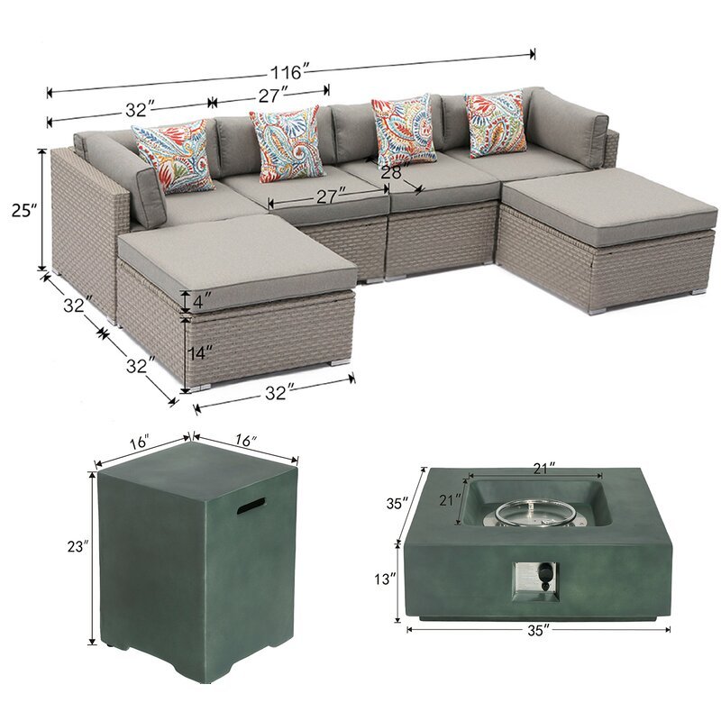 Cajuste Wicker/Rattan zitgroep voor 6 personen met kussens