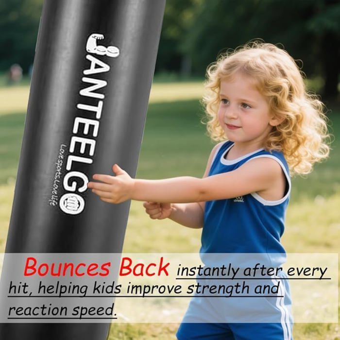 Saco de boxeo infantil con guantes: Saco de boxeo inflable JanTeelGO de 150 cm para niños, ideal para kárate - Saco de boxeo infantil A1