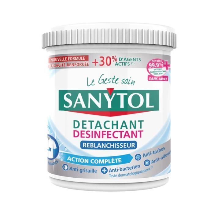 SANYTOL Detergente en polvo para ropa - Quitamanchas - Blanqueador - Desinfectante - 450 g