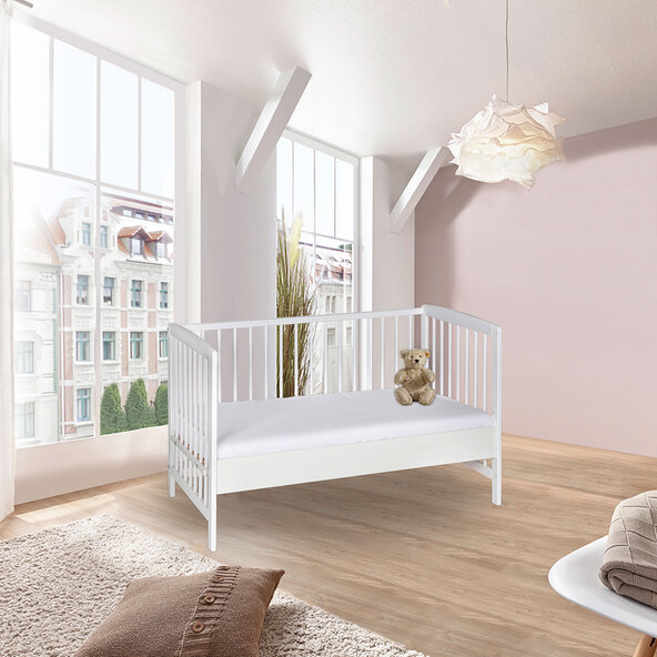 Micky bedside cot, 60 x 120 cm, including mattress, white
