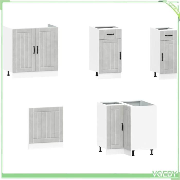 Ensemble d'armoires de cuisine - Kalmar - gris béton - bois d'ingénierie - 11 pièces
