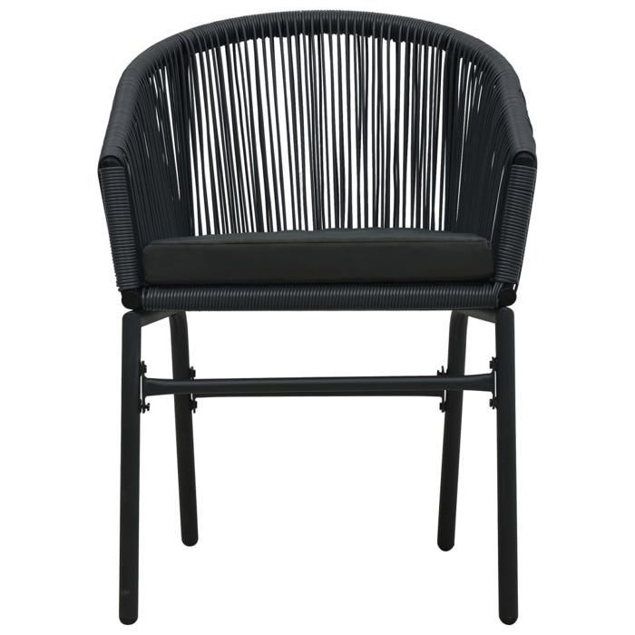 Set da pranzo da giardino BURKE a 3 pezzi - Nero - Tavolo 80x80x74 cm - Sedia 58x58x78 cm - Rattan in PVC