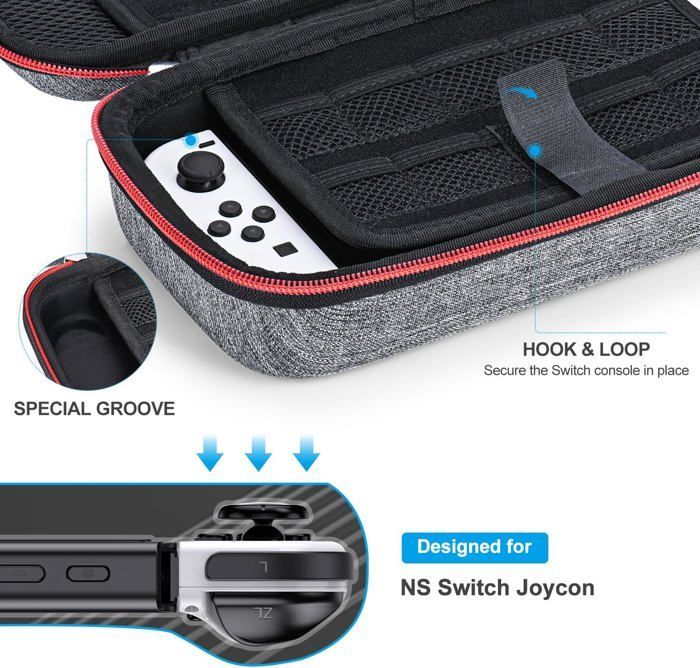 Nintendo Switch Accessories - INNOAURA - 18-in-1 Pack - Game Case - Screen Protector - Gray