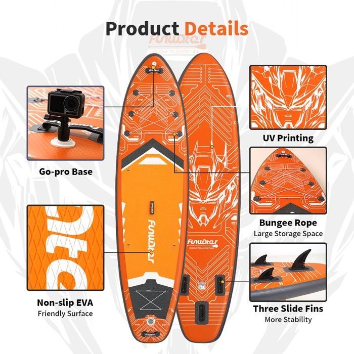 Tavola da SUP gonfiabile FunWater Stand Up, tavola da SUP antiscivolo, tavola da SUP per sport acquatici, tavola da surf, SUP