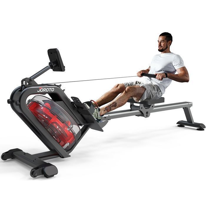 JOROTO MR26 Water Rower, 14L Water Tank, 50° Tilting Angle, 12 Enlarged Blades with LCD Screen, Bluetooth and App, Vertical Storage