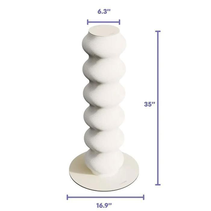 FurryTail  Griffoir incurvé pour chat, Arbre à chat, Fabriqué en rotin, résistant à l'usure, design distinctif, 89cm Blanc