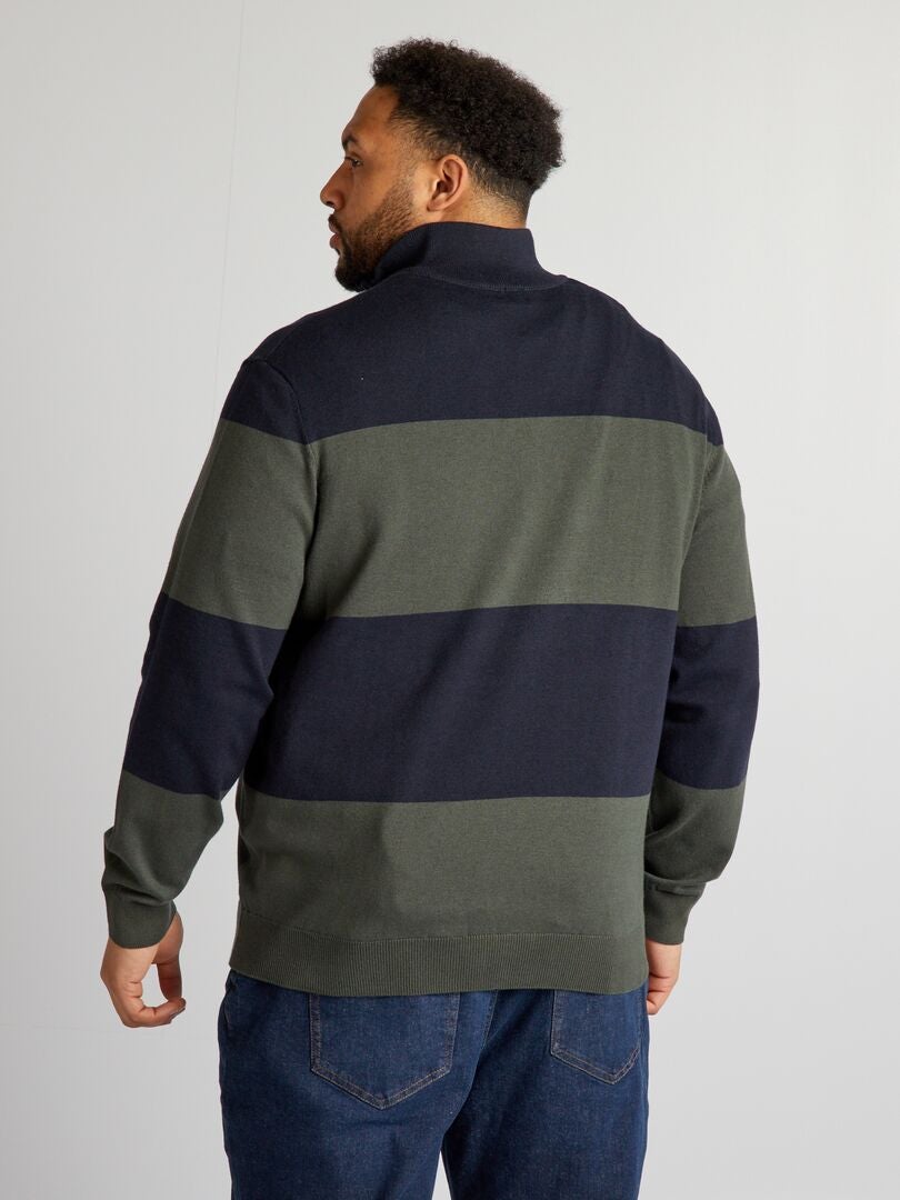 Gestreepte coltrui met rits - BLAUW